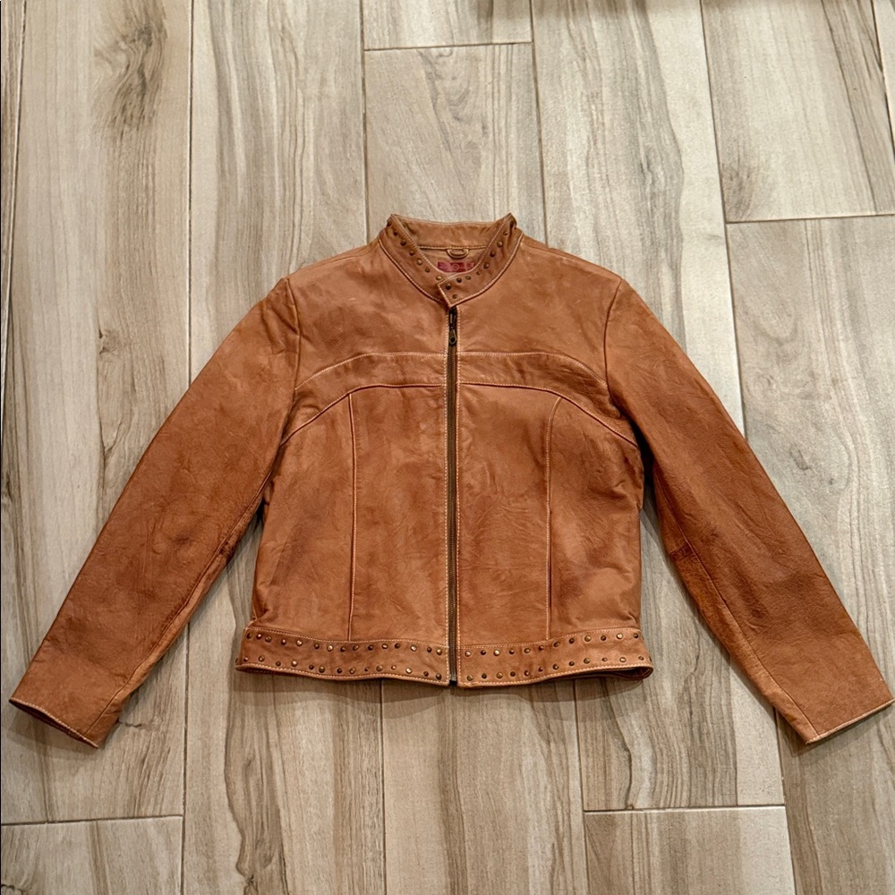 Wilsons Leather Studded Brown Jacket women’s sz L